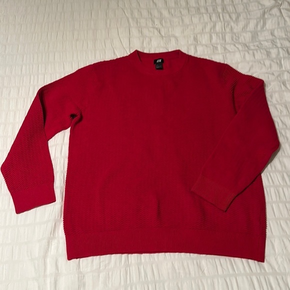 H&M men’s red crew neck sweater size Large - Picture 1 of 5
